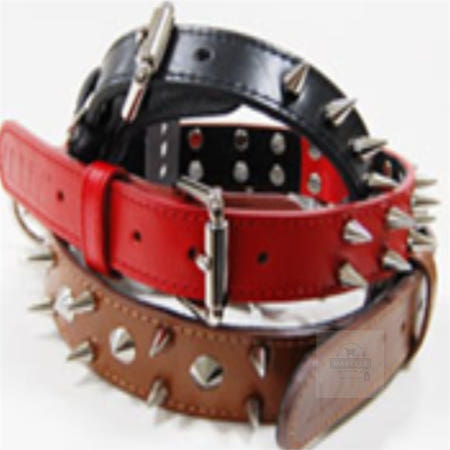 [수진코리아]마르셀레 대형견용 징가죽 목줄 30㎜ 레드 애완견목줄