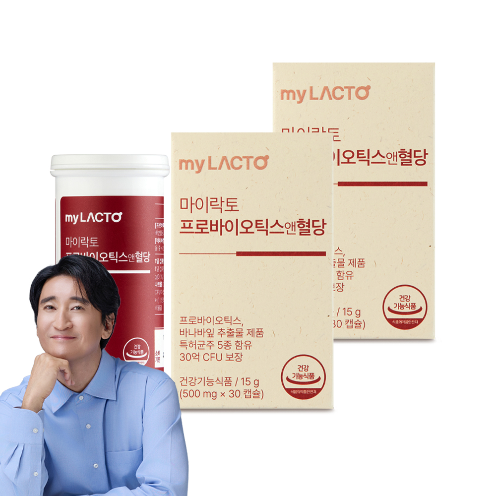 마이락토 프로바이오틱스앤 혈당 유산균 바나바잎추출물 장건강 당화혈색소 30캡슐, 2개 - 메인 이미지
