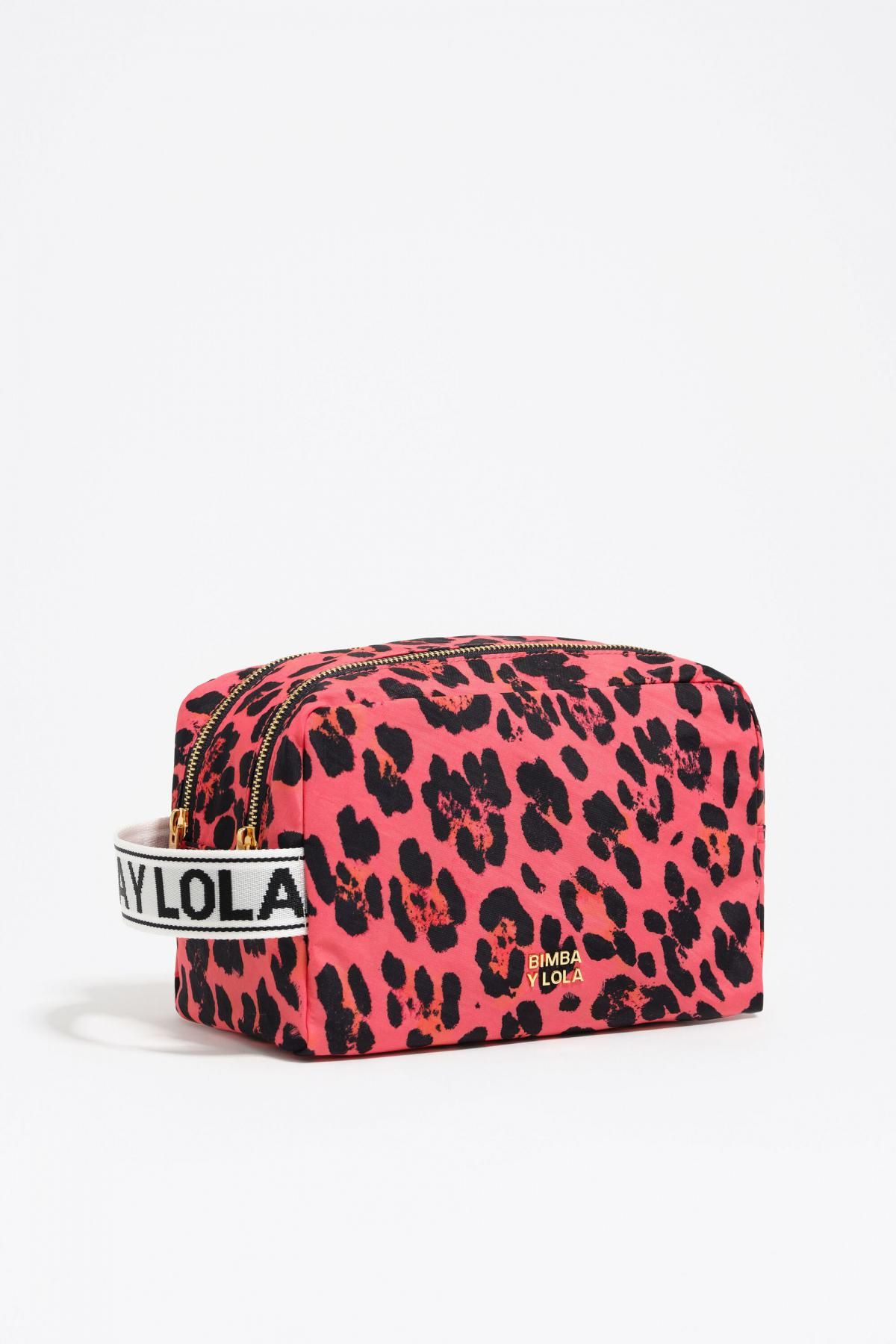 빔바이롤라 레오파드 일렉트릭핑크 나일론 더블 코스메틱 파우치 252BBK459.11340 LEOPARD ELECTRIC PINK - 메인 이미지