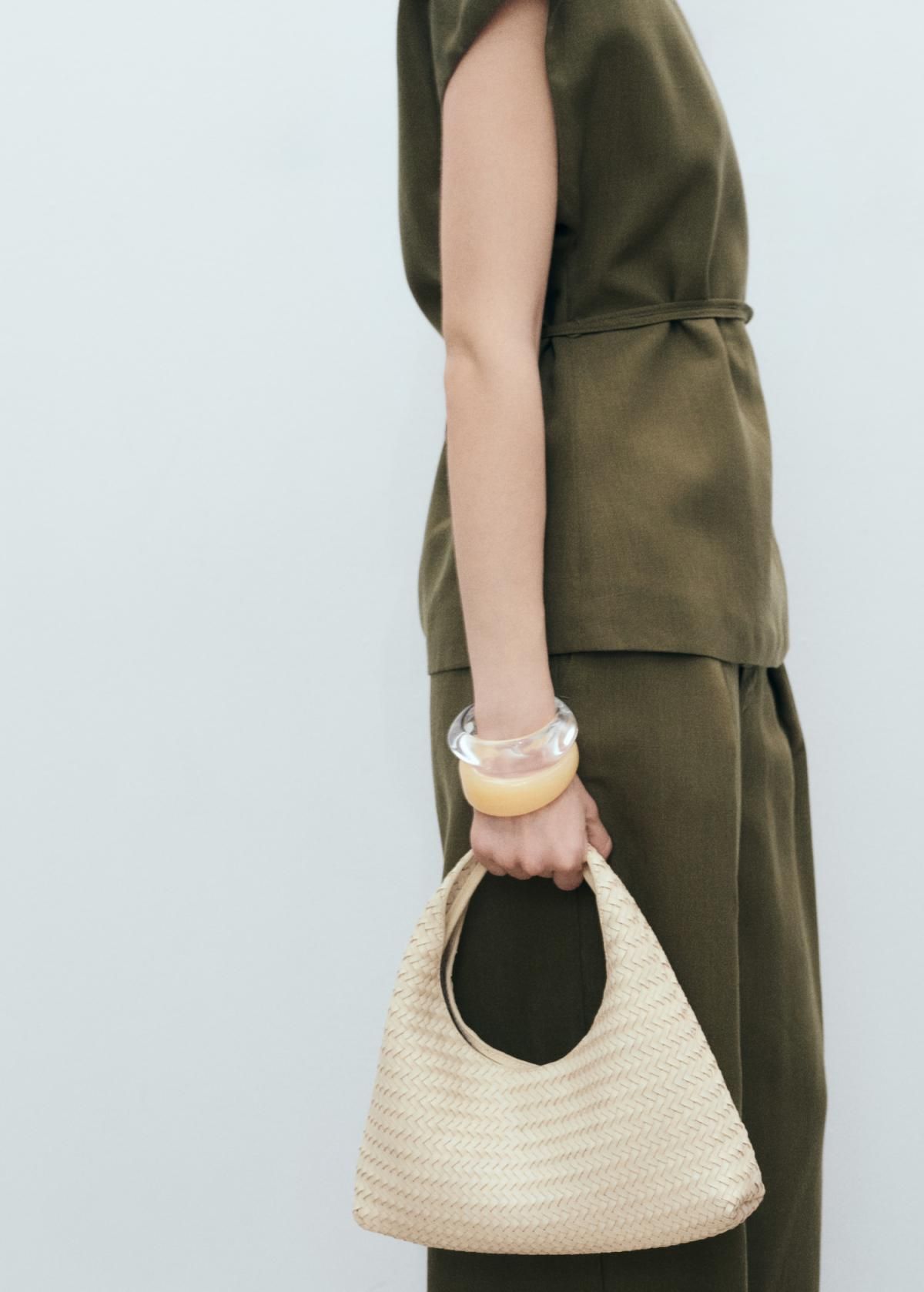 망고 린넨믹스 테크니컬 와이드 슬랙스 팬츠 핀턱 87058641 KHAKI - 상세 이미지 4