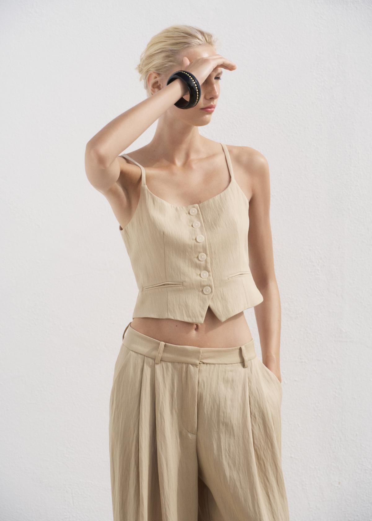 망고 베이직 와이드핏 슬랙스 팬츠 17042535 BEIGE - 상세 이미지 4