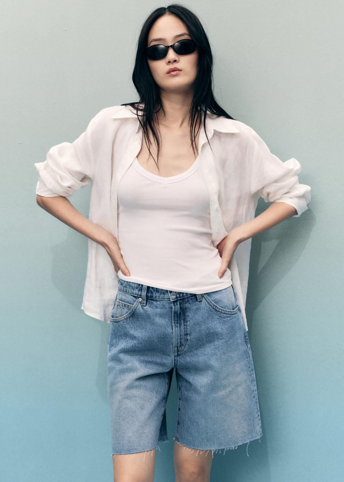 망고 트렌디 데님 컷오프 버뮤다 반바지 17081193 AZUL MEDIO - 상세 이미지 5