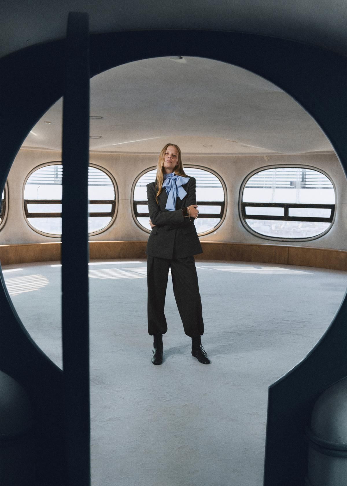 망고 클래식 체크 와이드 테크니컬 슬랙스 팬츠 17097802 GRIS - 상세 이미지 5