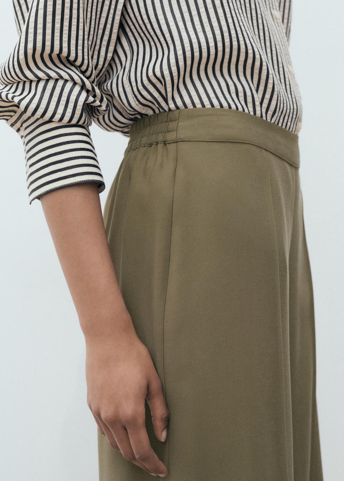 망고 플루이드 와이드 크롭 팔라조 팬츠 17091129 KHAKI - 상세 이미지 5