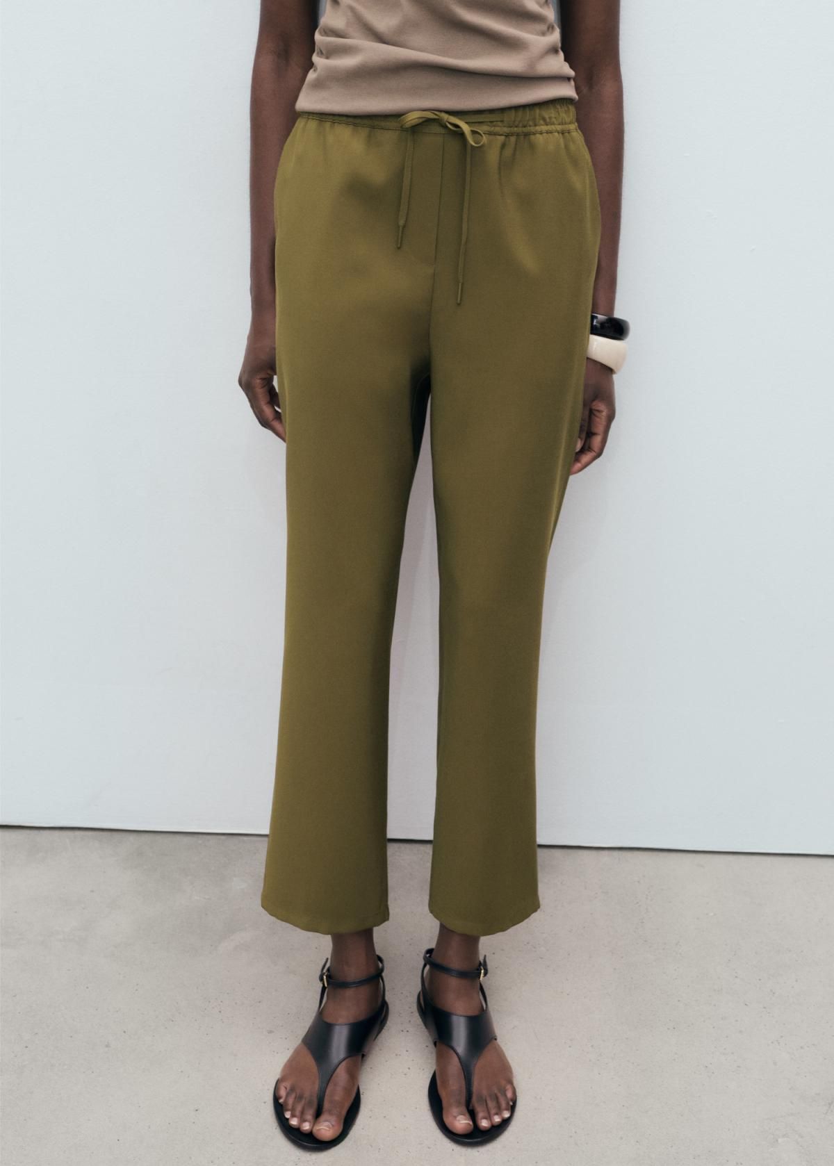 망고 플루이드 와이드 밴딩 드로스트링 팬츠 17091171 KHAKI - 상품 이미지