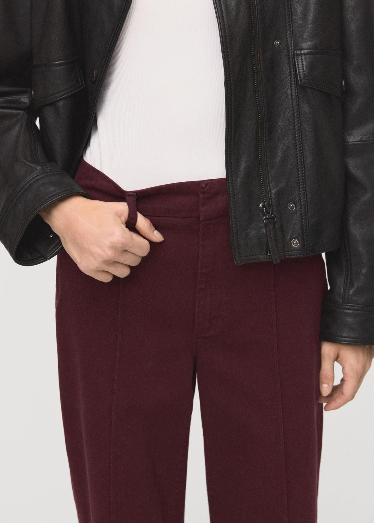 망고 버건디 하이웨이스트 와이드핏 데님 팬츠 17015810 VINO - 상세 이미지 5