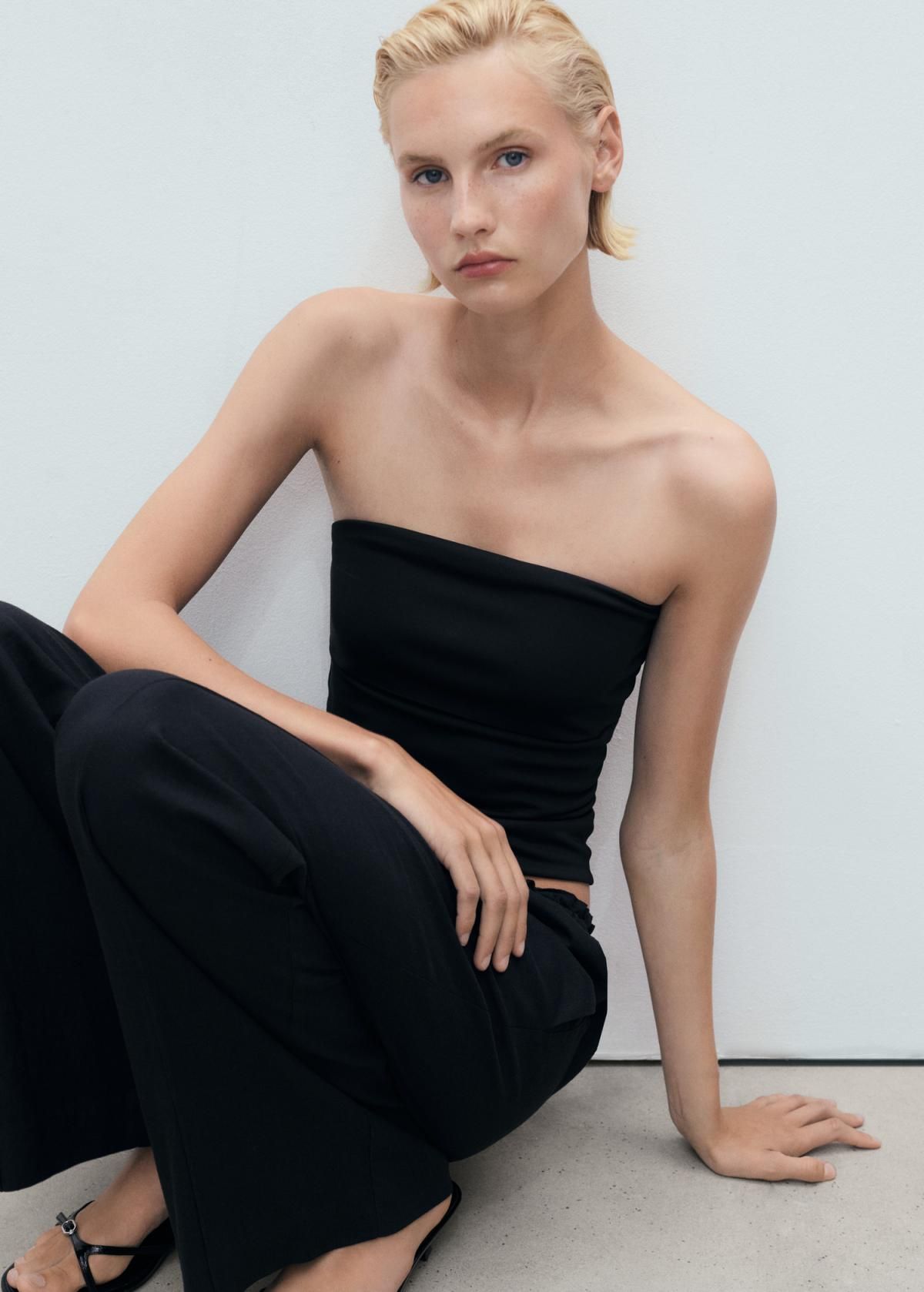 망고 린넨믹스 와이드 밴딩 웨이스트 슬랙스 팬츠 17071224 NEGRO - 상세 이미지 5