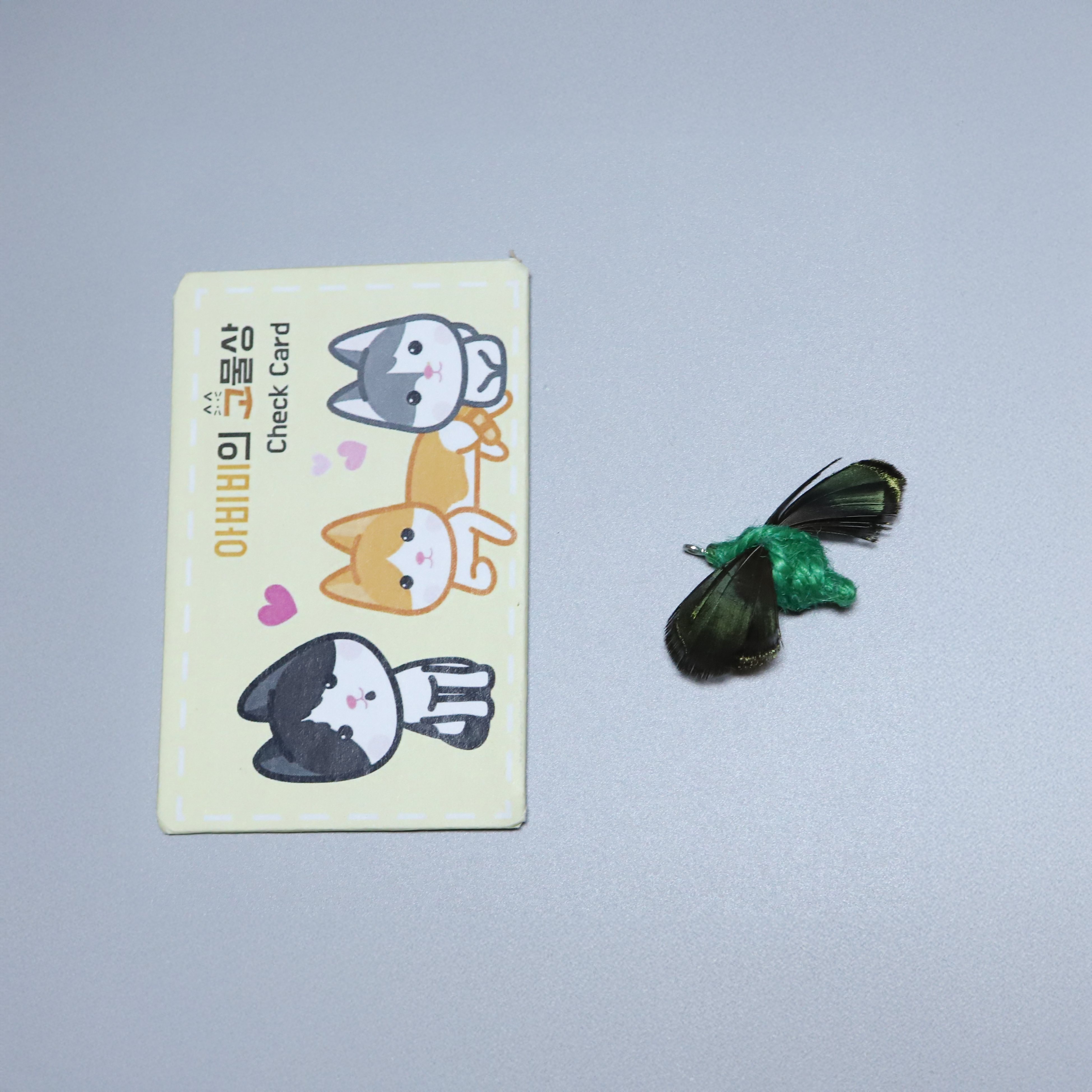 ABIBI'S GOMULSANG 수제 고양이 장난감 리필 낚시대 미끼 끈 벌레 깃털 곤충 초록예쁜밤나방 이미지 6