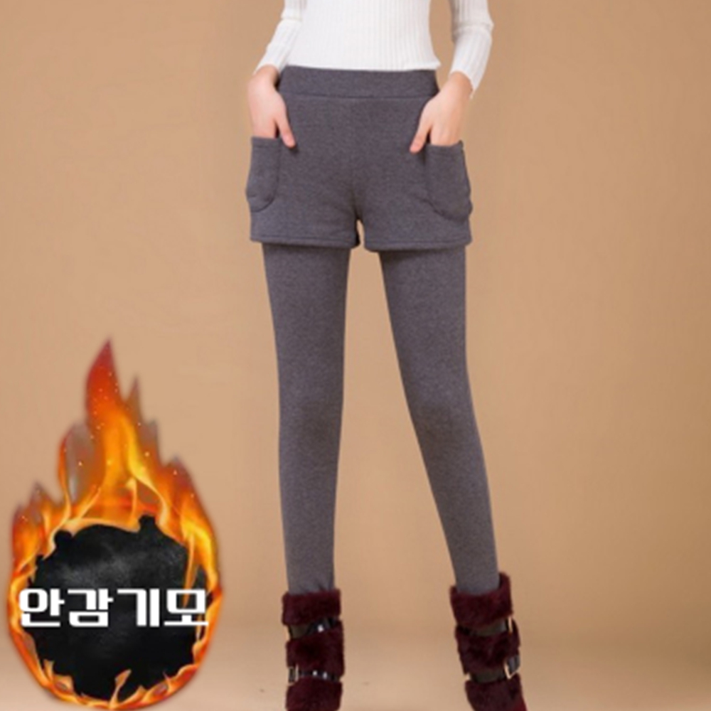 반바지 기모레깅스 투인원 포켓 주머니 타이즈 쫄바지 이미지 6