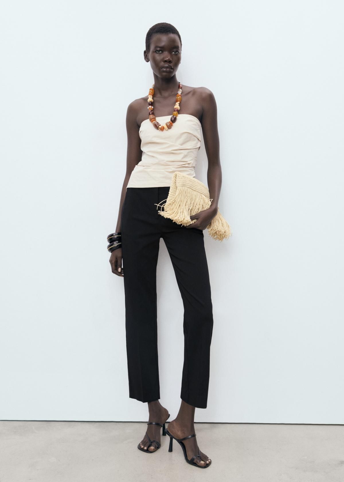 망고 테크니컬 크롭 스트레이트 슬랙스 팬츠 17094089 NEGRO - 상세 이미지 2