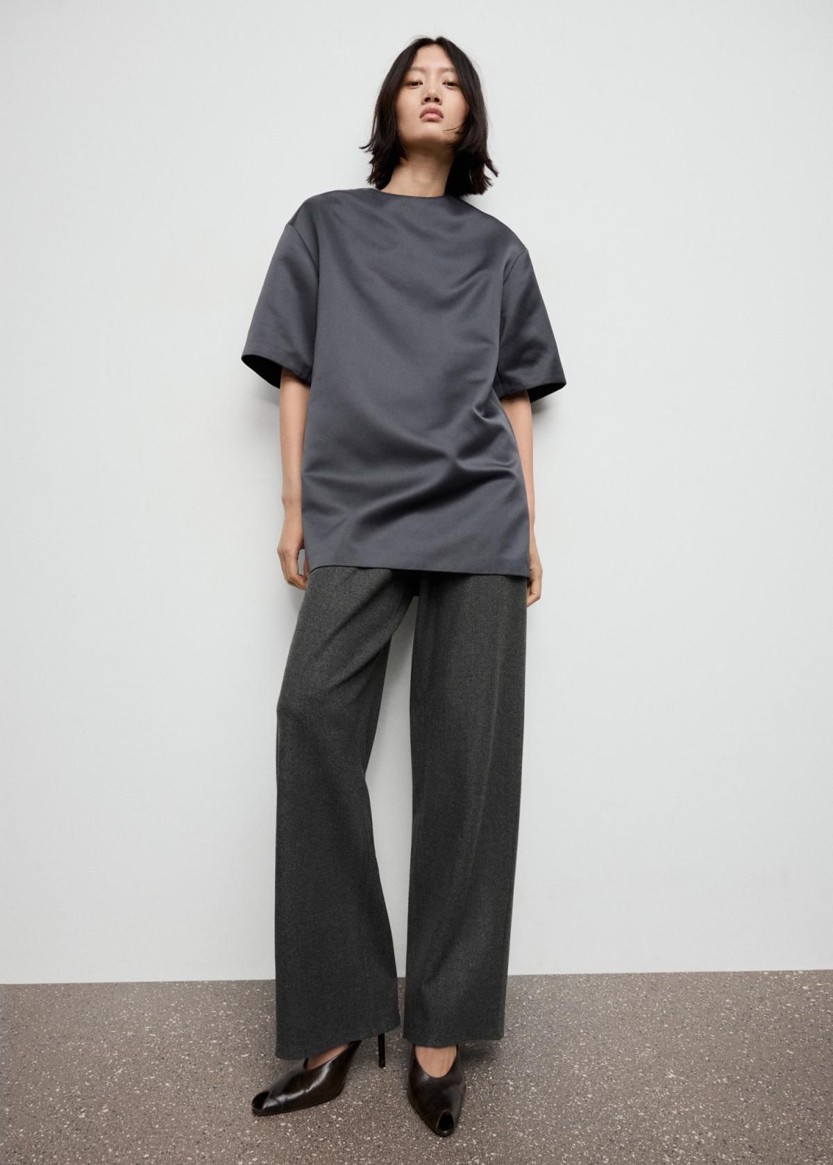 망고 와이드핏 스트레이트 웨이스트밴딩 슬랙스 팬츠 17057802 GRIS MEDIO VIGORE - 상세 이미지 4