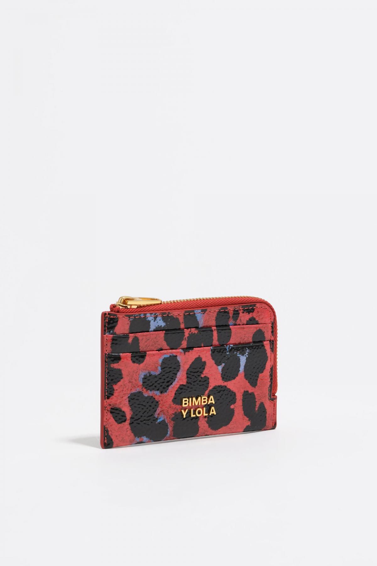 빔바이롤라 레오파드 텍스처 샤이니 코인파우치 카드지갑 252BBR109.10350 LEOPARD POPPY RED - 상품 이미지