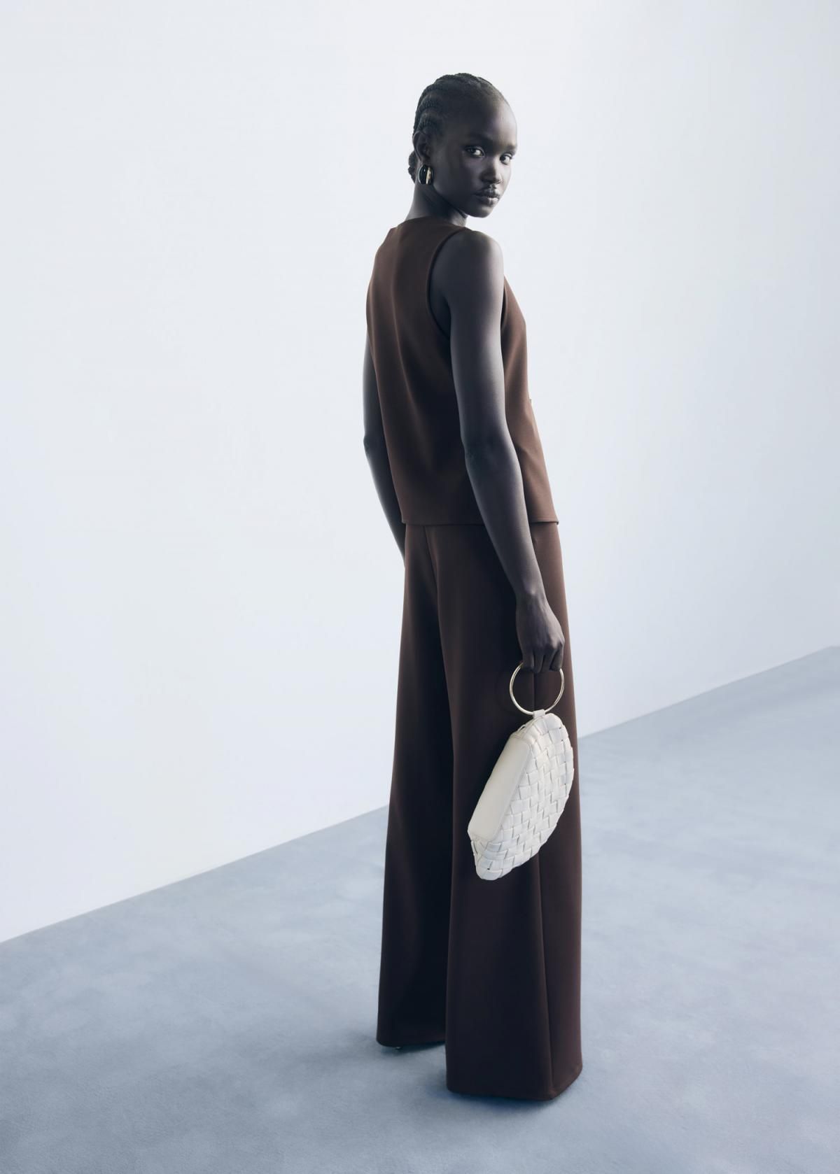 망고 스트레치 하이웨이스트 스트레이트 슬랙스 팬츠 17084445 MARRON - 상세 이미지 2