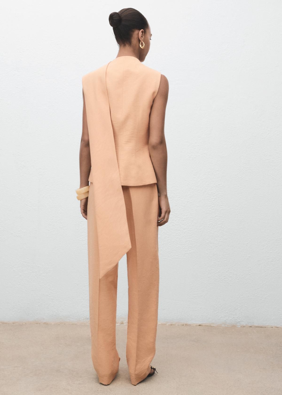 망고 테크니컬 라이트오렌지 와이드핏 라이오셀 밴딩 팬츠 17094145 NUDE - 상세 이미지 3