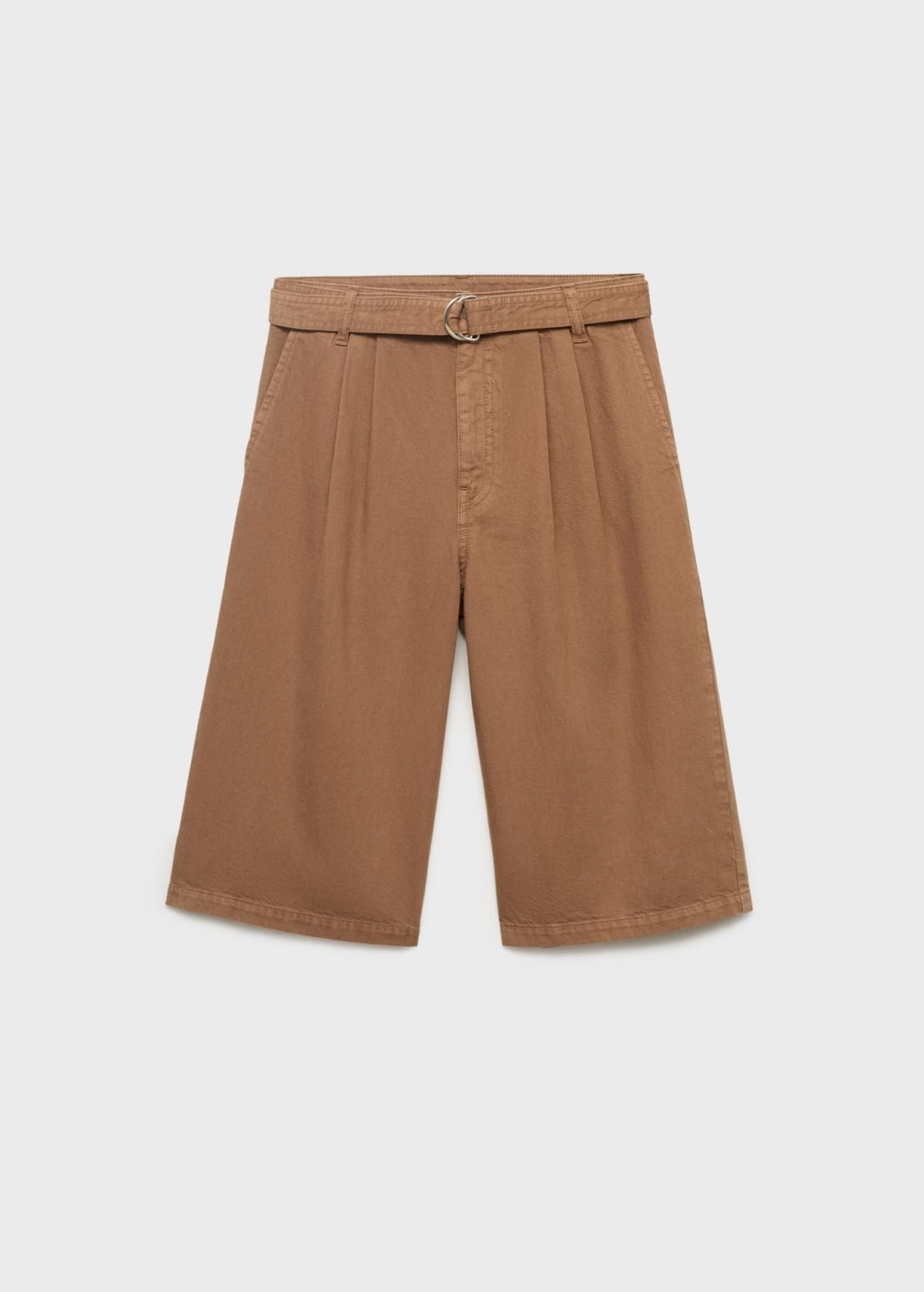 망고 데님 버뮤다 벨트 하이엔드 와이드핏 반바지 17064101 MARRON - 상품 이미지