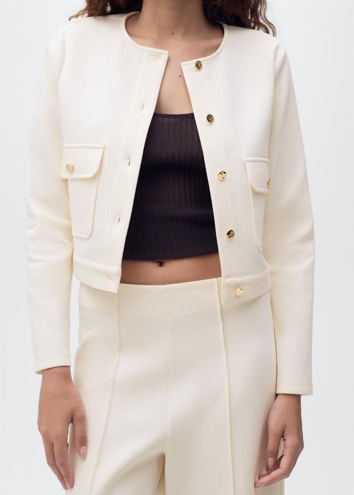 망고 베이직 크롭 와이드 면팬츠 17084074 CRUDO - 상세 이미지 4