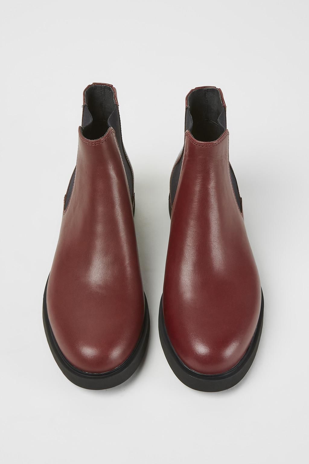 캠퍼 버건디 레더 여성 첼시 앵클부츠 Iman K400299-014 BURGUNDY - 상세 이미지 4