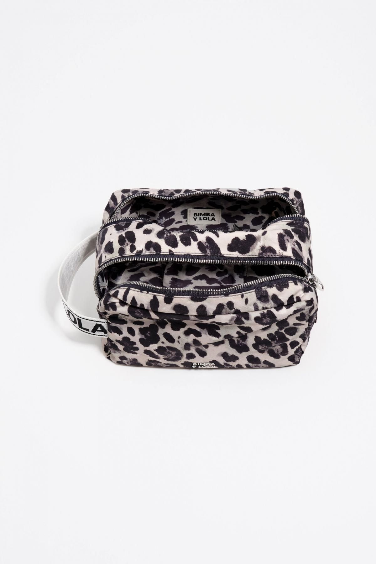 빔바이롤라 레오파드 패턴 테크니컬 나일론 더블 코스메틱 파우치 252BBK459.10342 LEOPARD GREY - 상세 이미지 3