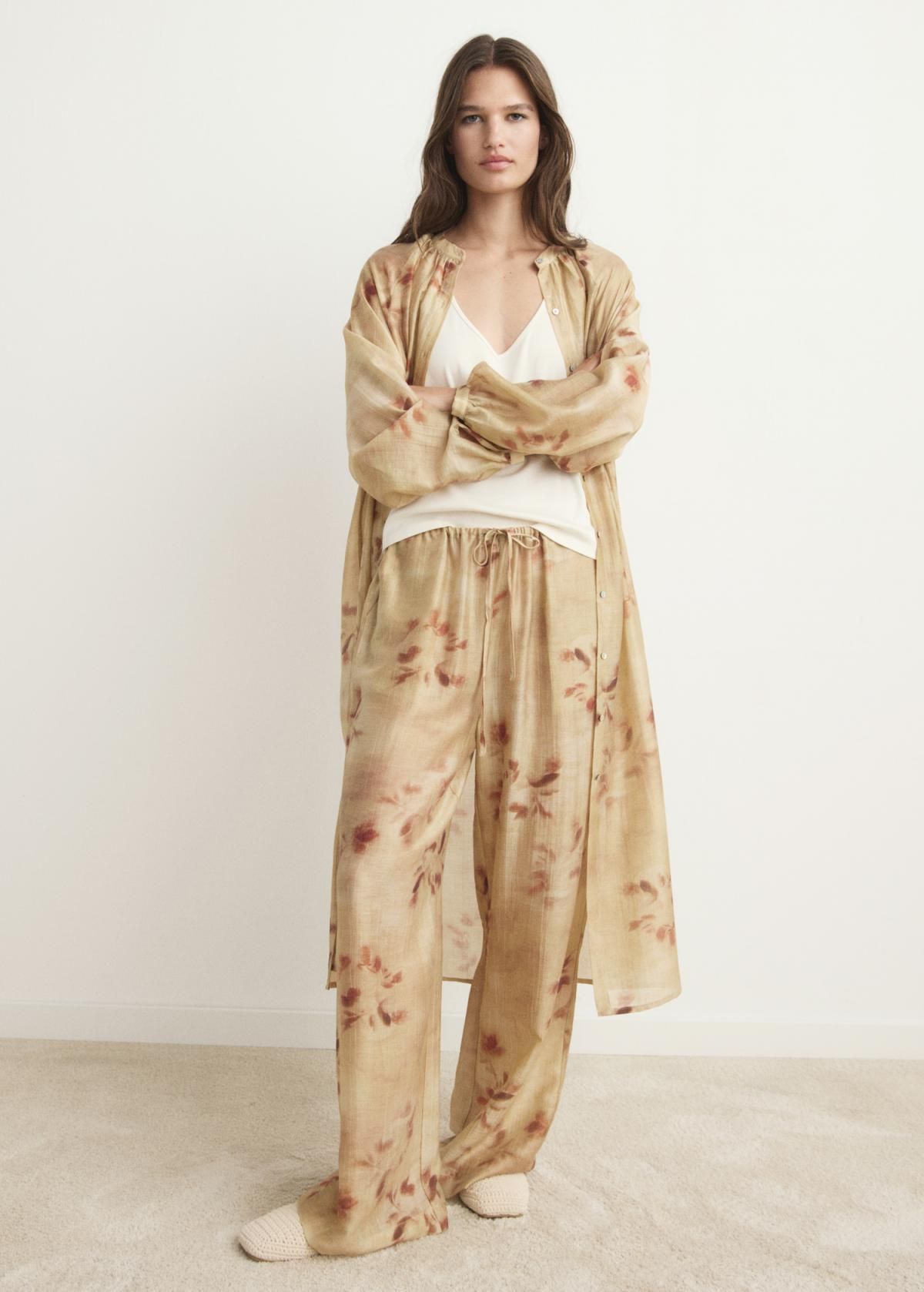 망고 플로럴패턴 릴렉스핏 와이드 팬츠 17064103 ARENA - 상세 이미지 3