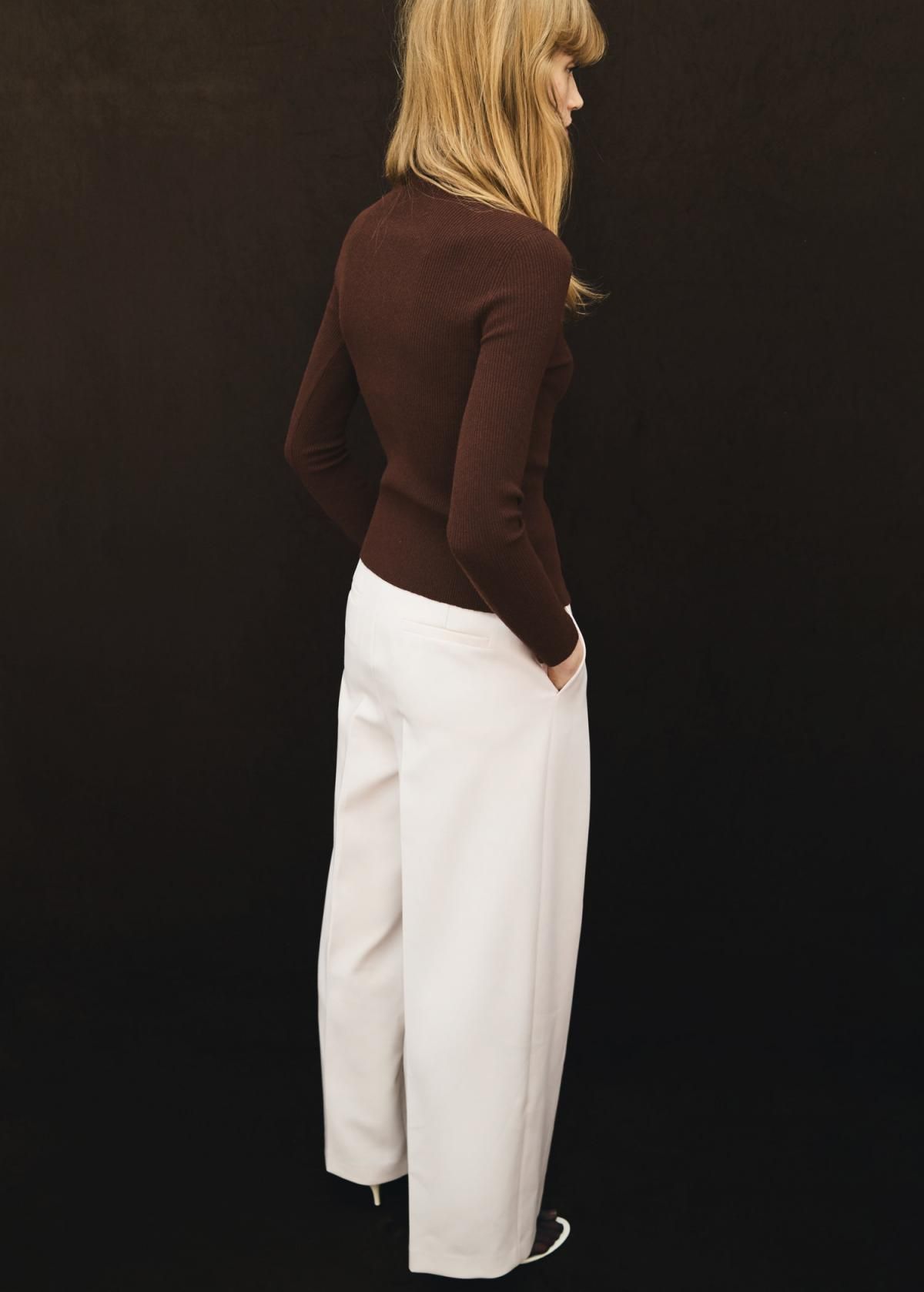 망고 와이드 테크니컬 플리츠 지퍼 슬랙스 팬츠 17066002 CRUDO - 상세 이미지 3