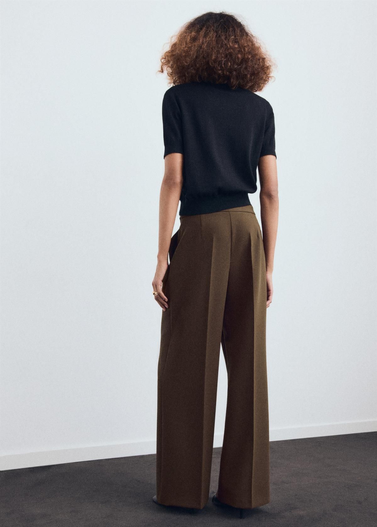 망고 와이드핏 벨트 콤비 슬랙스 팬츠 17086000 MARRON - 상세 이미지 3