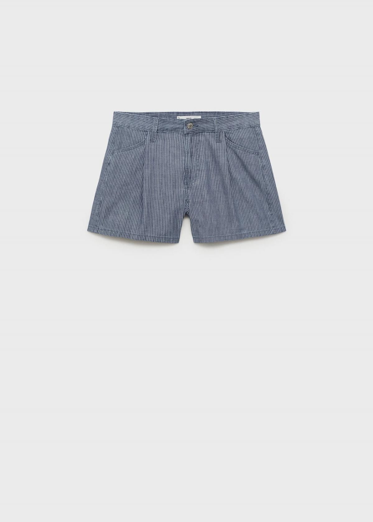 망고 데님 스트라이프 핀턱 쇼츠 17062901 AZUL - 상품 이미지