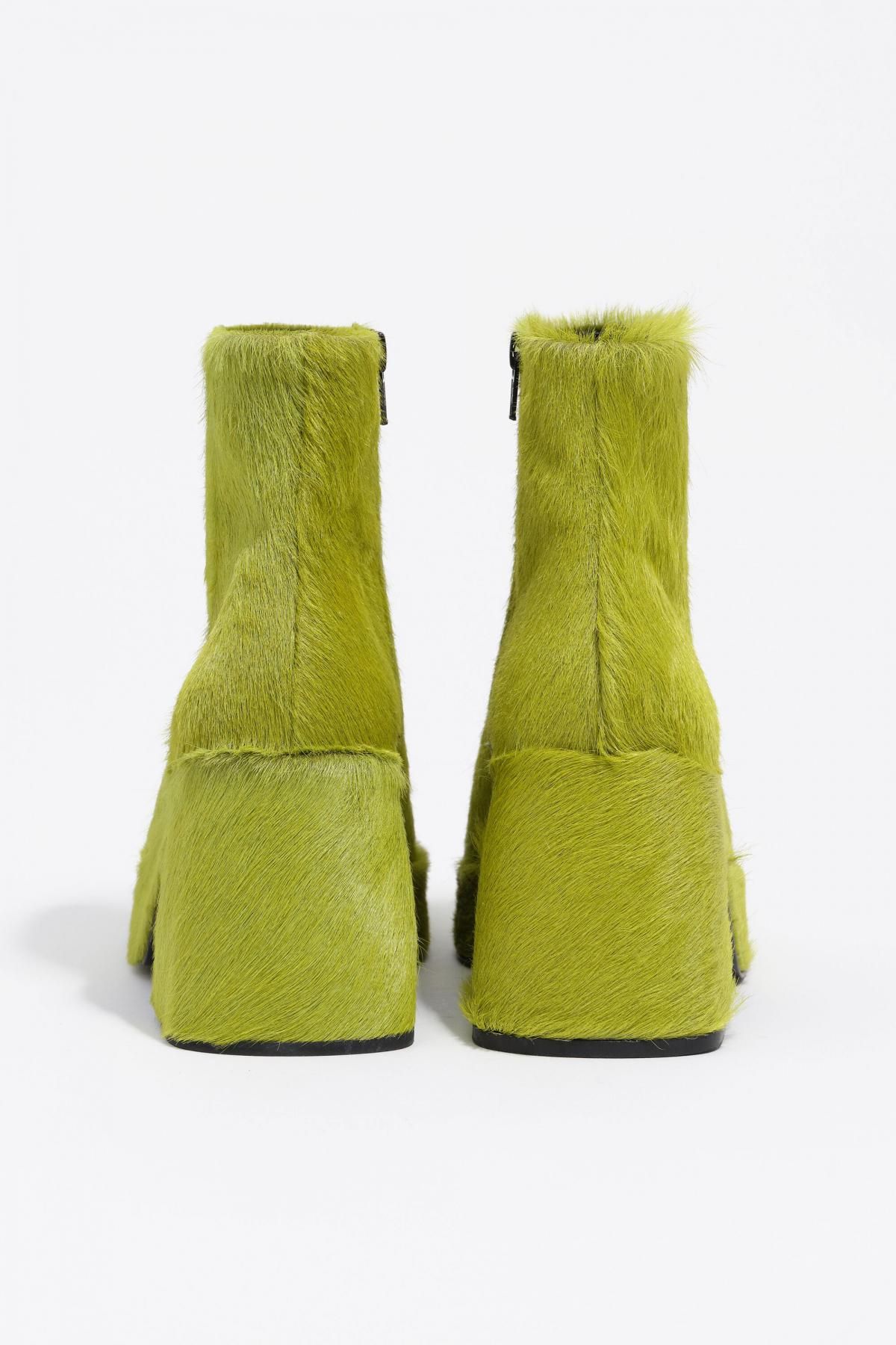 빔바이롤라 그린 퍼 스퀘어토 힐 앵클부츠 252BZ0632.12121 ACID LIME - 상세 이미지 3