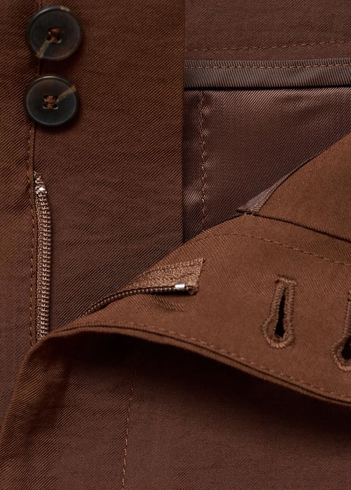 망고 테일러드 핀턱 스트레이트 슬랙스 팬츠 브라운 17074142 MARRON - 상세 이미지 3