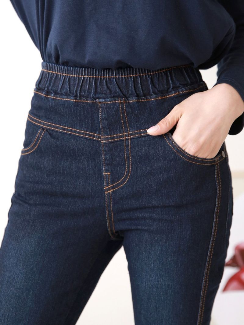 가을밑단트임올밴딩진청바지 여성가을데님 - 상세 이미지 2