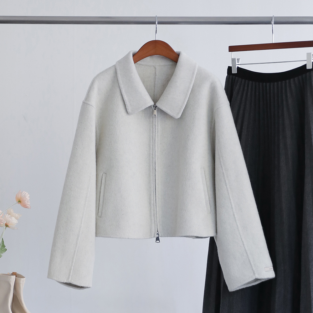 피어리 보카시 프리미엄 울100 투웨이 핸드메이드 세미크롭 자켓