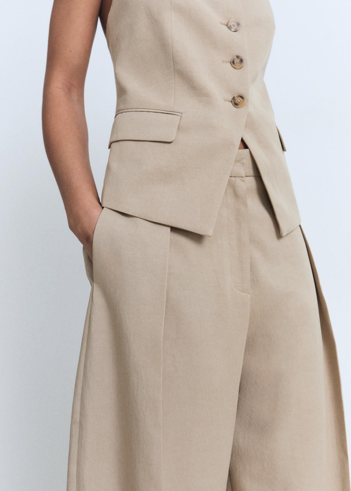 망고 테크니컬 린넨 블렌드 벌룬 슬랙스 팬츠 17031206 MARRON MEDIO - 상세 이미지 5