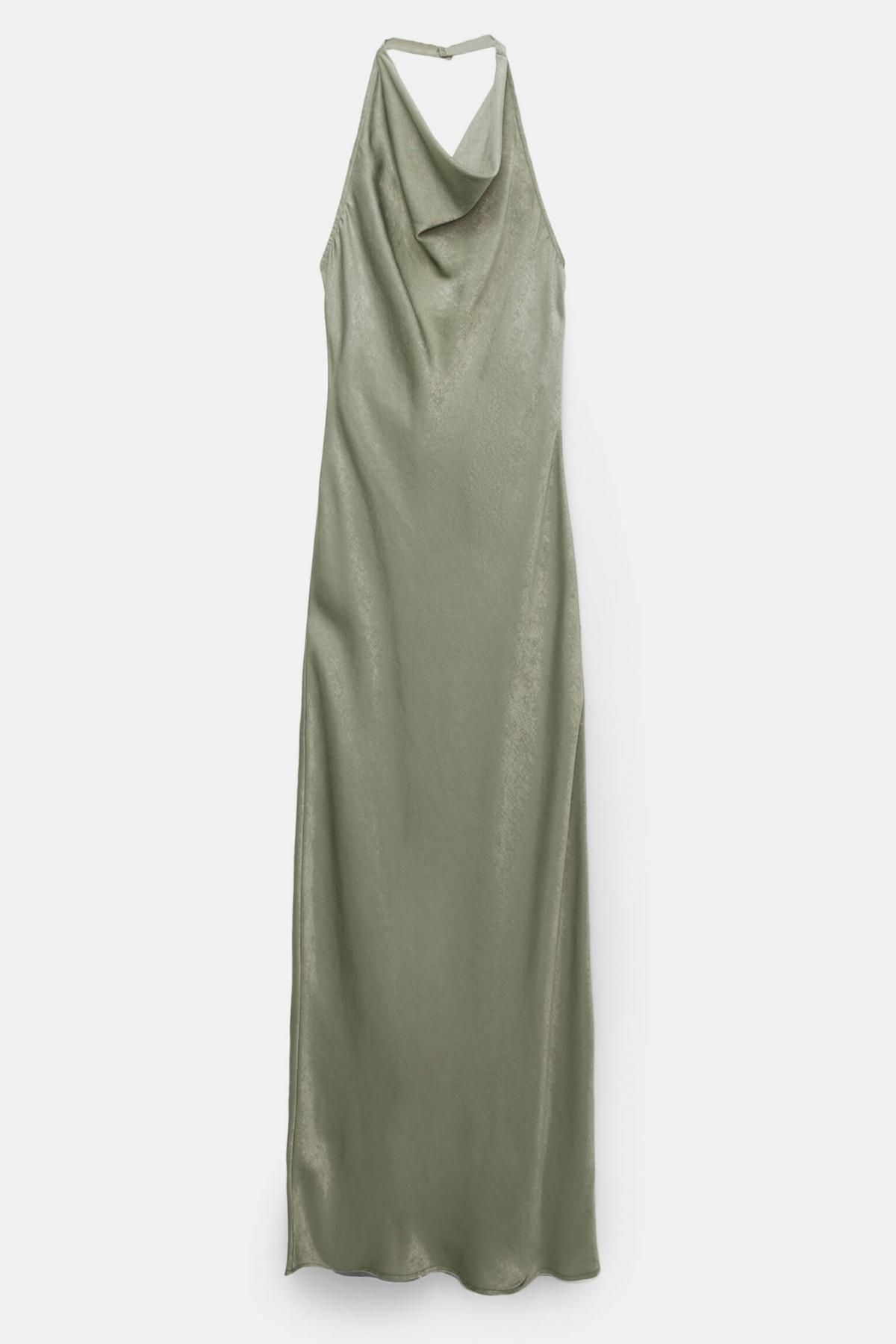 풀앤베어 오픈백 타이다이 새틴 홀터넥 롱 원피스 7394/351 KHAKI - 상품 이미지