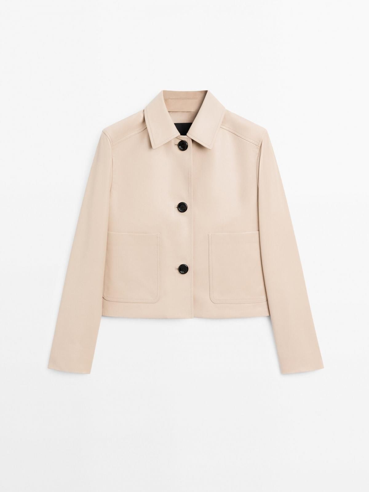 마시모두띠 크롭 나파 가죽 재킷 4733/953 BEIGE - 메인 이미지