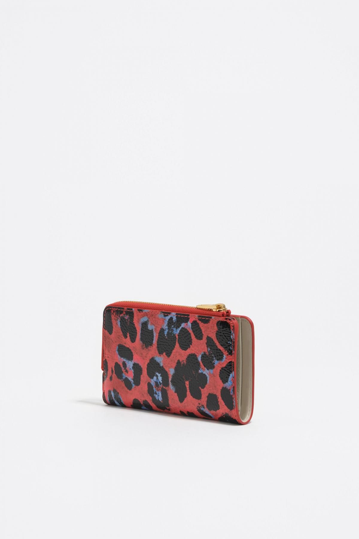 빔바이롤라 레오파드 패턴 레드 텍스처 샤이니 컴팩트 반지갑 252BBR215.10350 LEOPARD POPPY RED - 상세 이미지 5