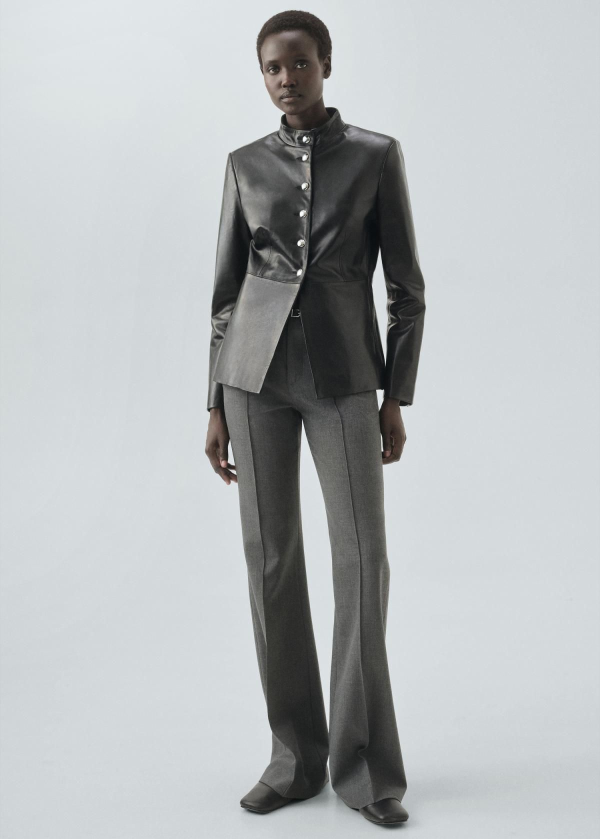 망고 테일러드 클래식 웨이스트 벨트 슬랙스 팬츠 17036360 GRIS - 상세 이미지 2