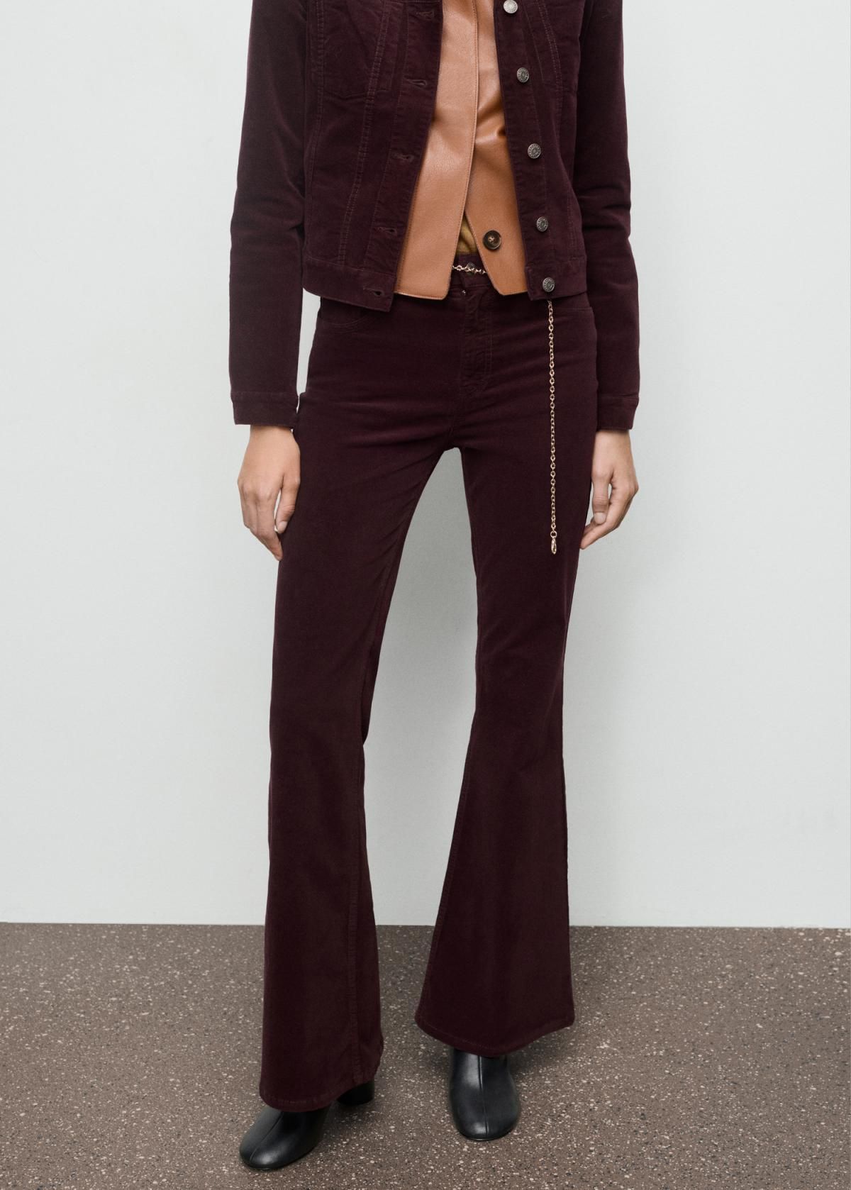 망고 코듀로이 플레어 하이웨스트 팬츠 17017783 VINO - 상품 이미지