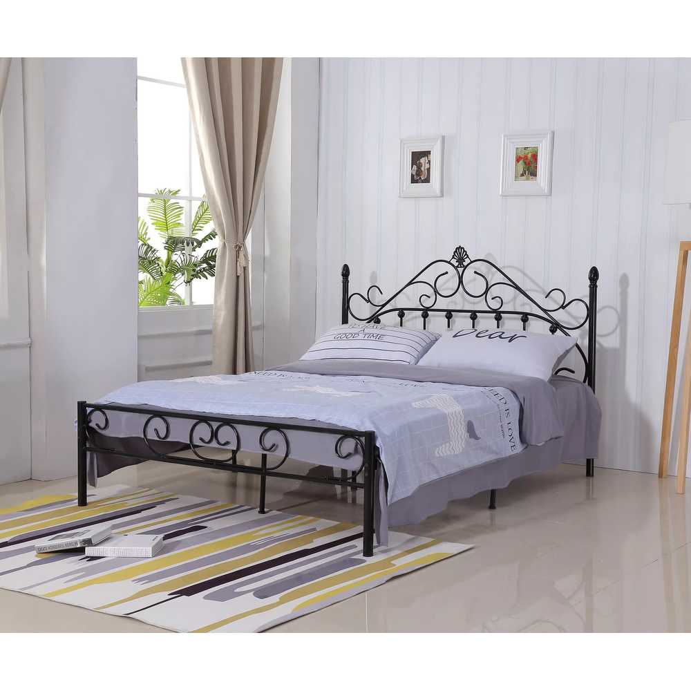 침대 철제 프레임 퀸사이즈 안방 튼튼한 헤드형 자취 150x190cm 블랙 - 상세 이미지 5