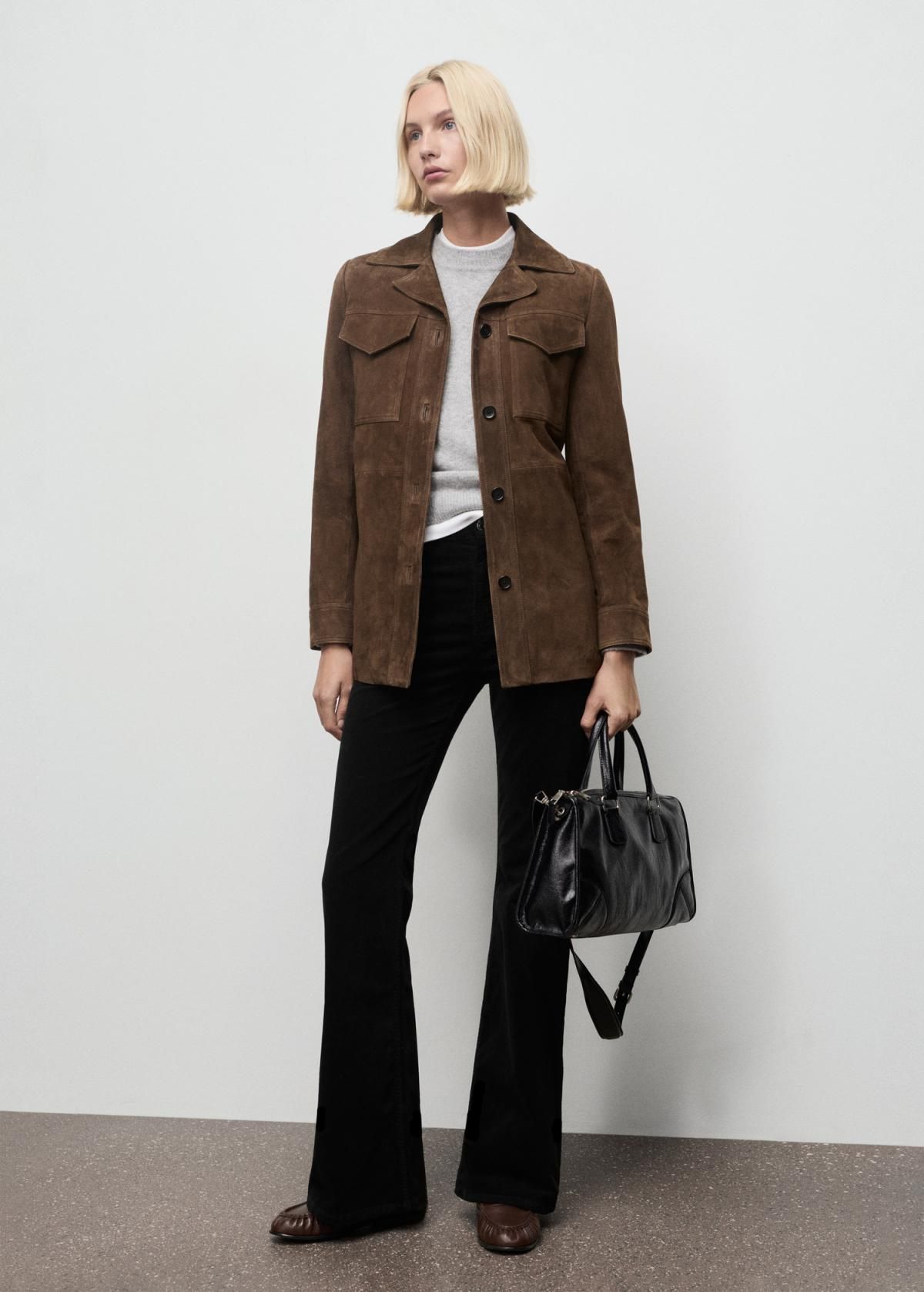 망고 벨벳 플레어 하이웨이스트 팬츠 17057781 NEGRO - 상세 이미지 2