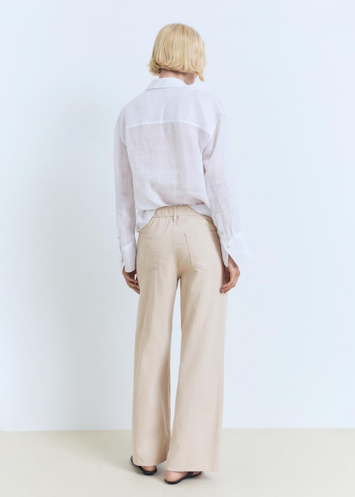 망고 데님믹스 린넨 스트레이트핏 미드웨이스트 팬츠 17041207 ARENA - 상세 이미지 3