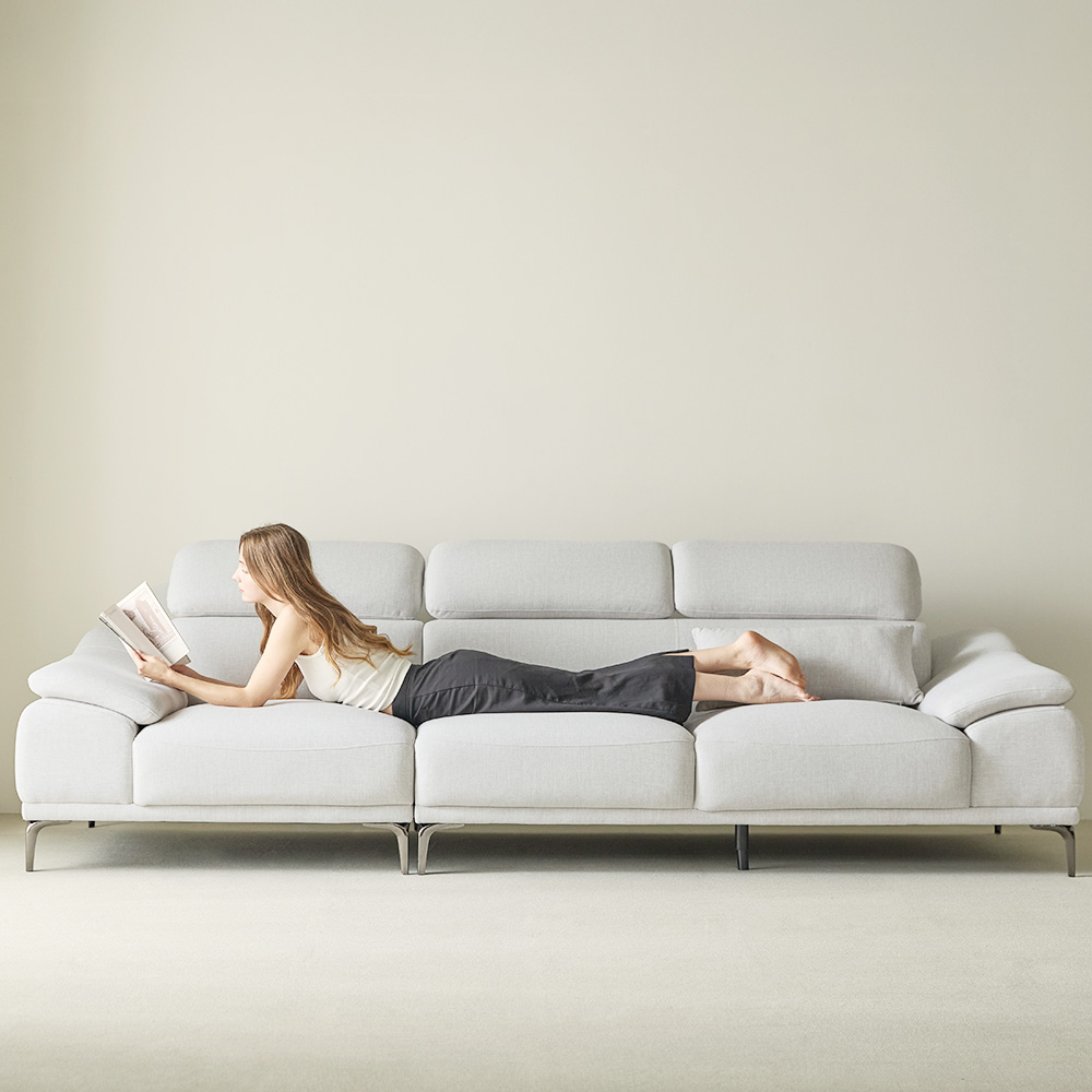 (N포인트+스툴Event)에이든 하이브리드 아쿠아텍스 패브릭 소파 스툴미포함, 라이트그레이, 4인용