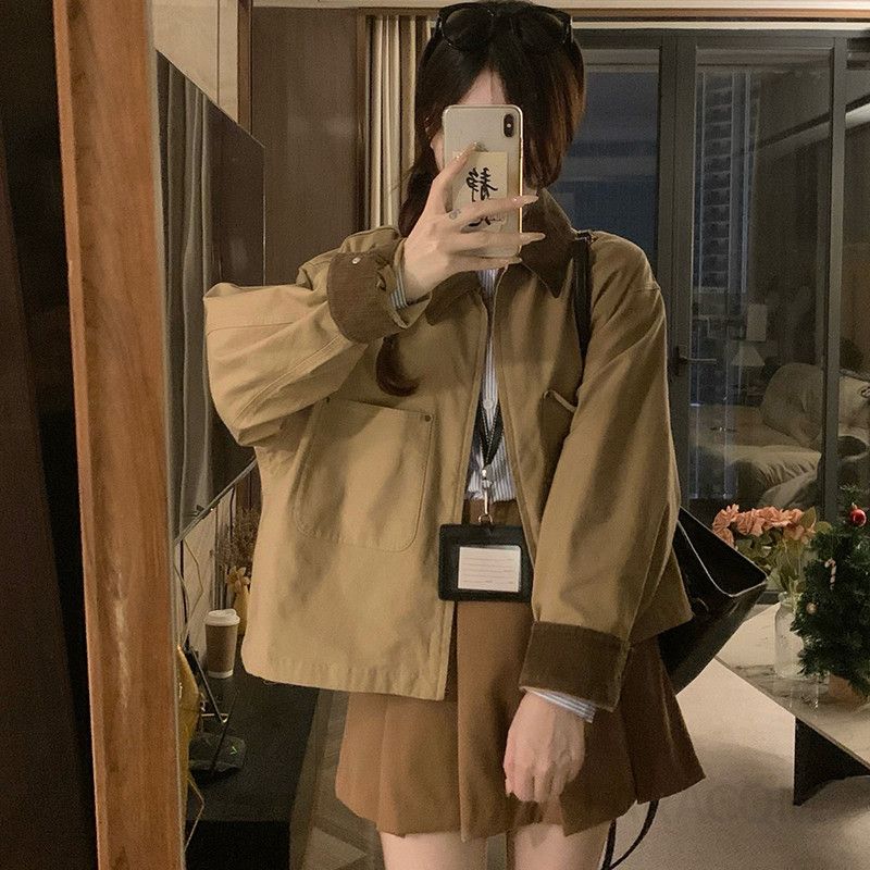 여성 빅사이즈 루즈핏 오버핏 숏자켓 봄 가을 간절기 바람막이 캐주얼 데일리 아우터 점퍼 간편 코디 - 메인 이미지