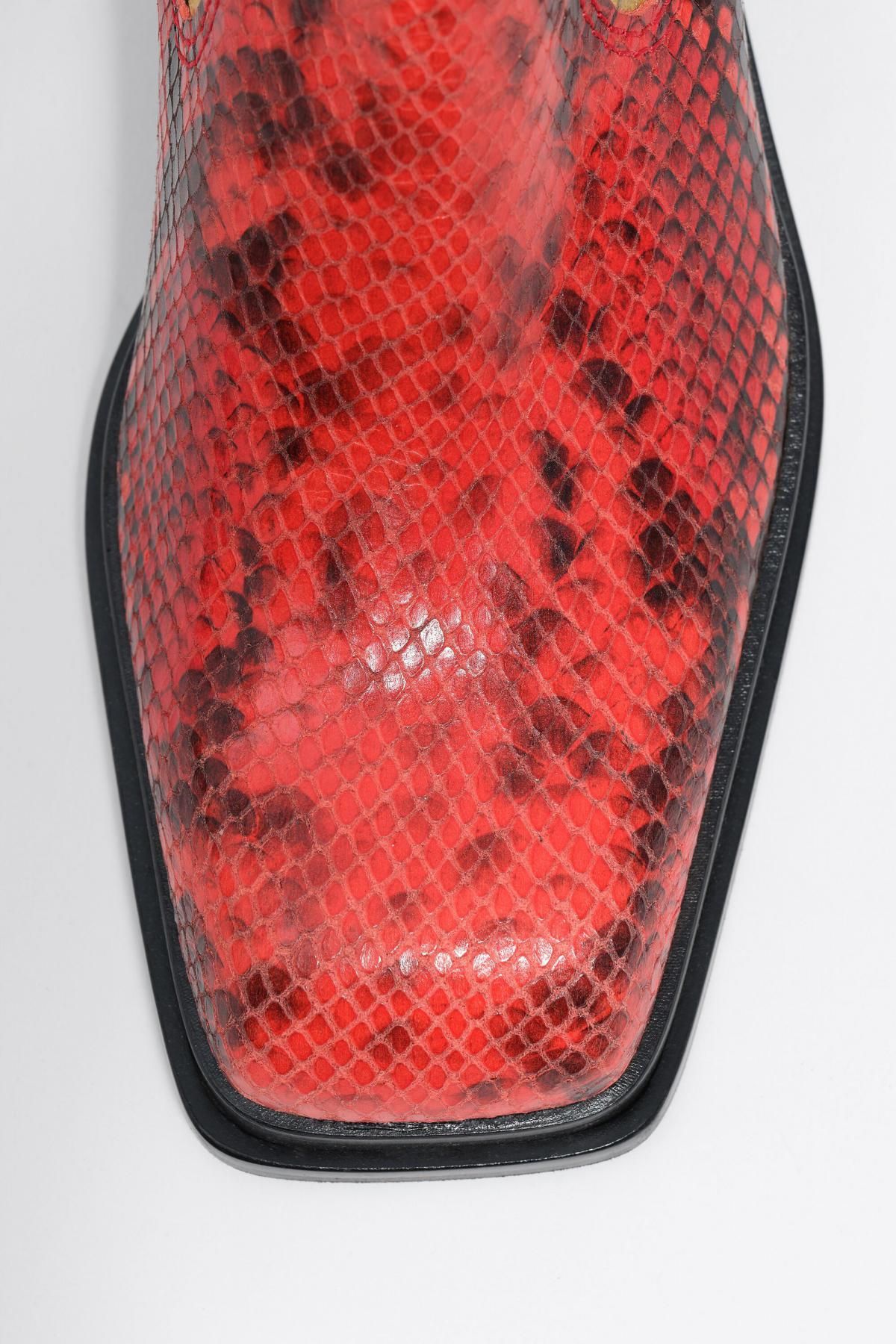 빔바이롤라 컬러블록 스네이크패턴 레더 앵클부츠 252BZ0618.10200 RED - 상세 이미지 5