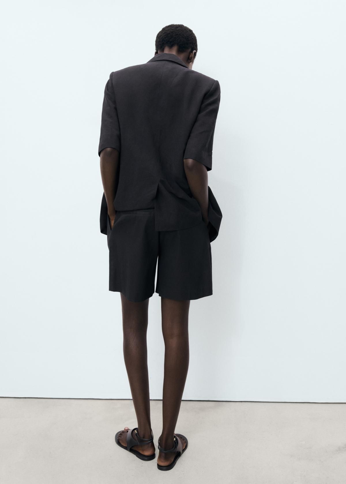 망고 린넨코튼 테크니컬 타이 벨트 핀턱 반바지 17081191 NEGRO - 상세 이미지 4