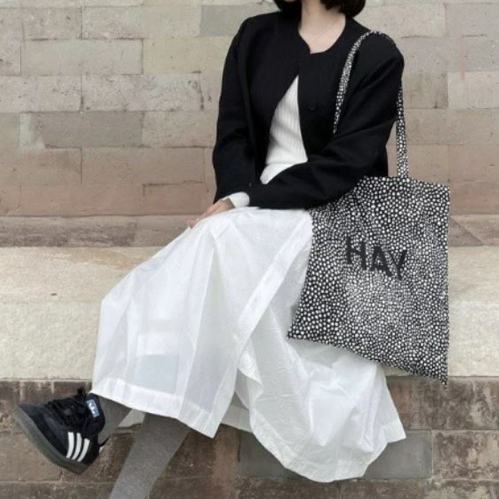 여성 hay 에코백 심플 여자 토트 외출 패션 수납 숄더백 - 상세 이미지 3