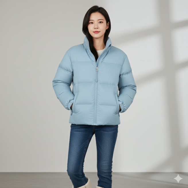 네파 여성 겨울 푸퍼 덕다운 아웃도어 루즈핏 등산 오리털 패딩점퍼 - 상품 이미지