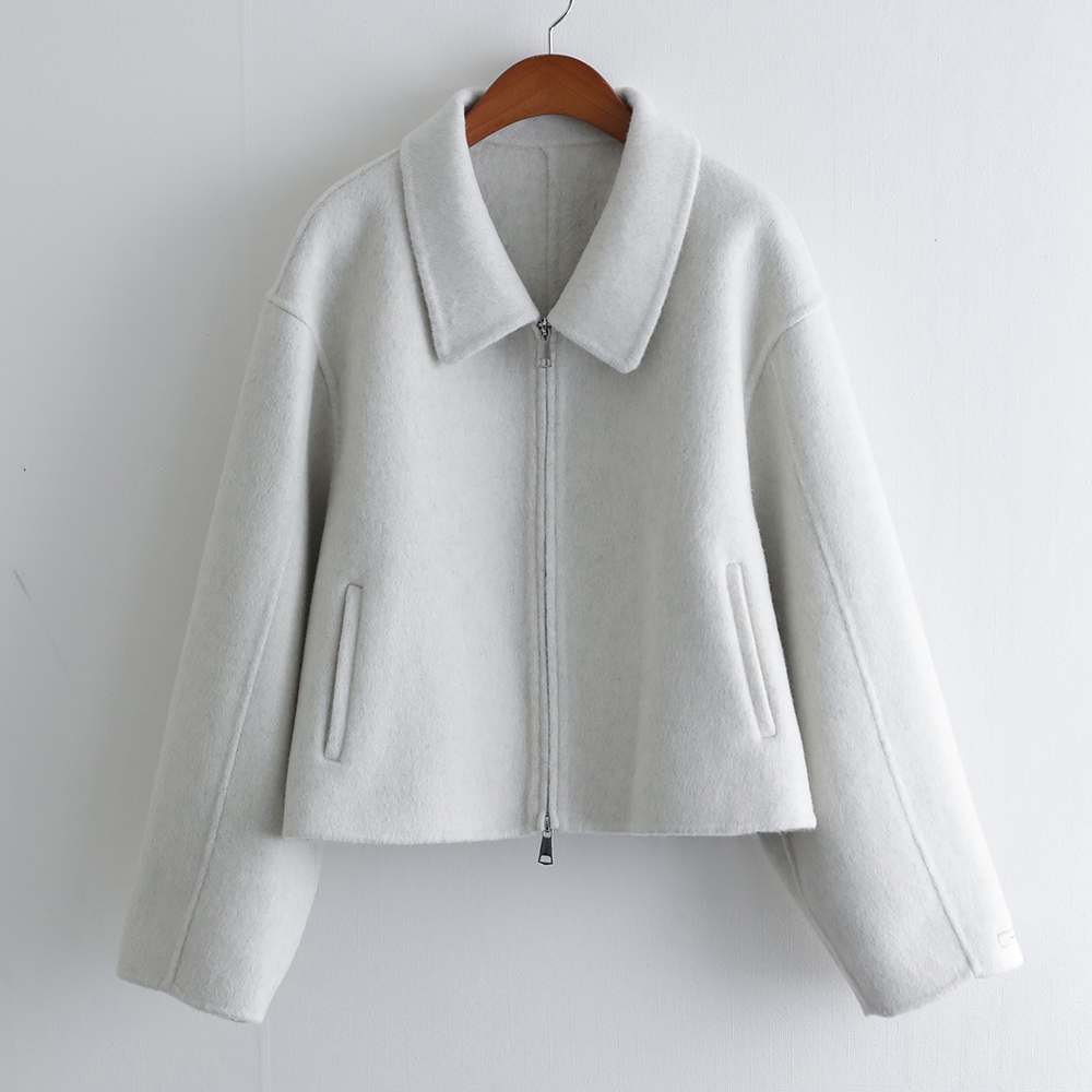 피어리 보카시 프리미엄 울100 투웨이 핸드메이드 세미크롭 자켓