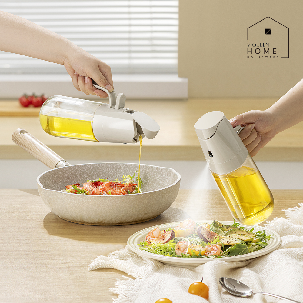 바이퀸 올렌조 2way 오일 디스펜서 스프레이 500ml 기름 유리 병 분무기 용기 - 메인 이미지