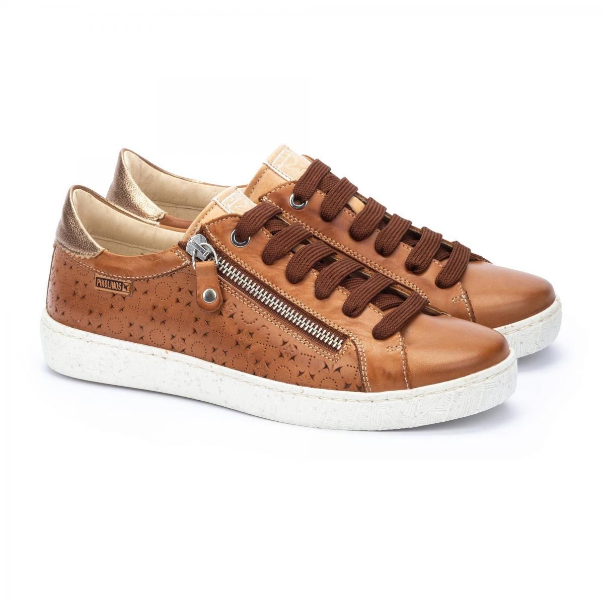 피콜리노스 레더 펀칭 캐주얼 스니커즈 LANZAROTE W7B-6999C1 BRANDY - 상세 이미지 2