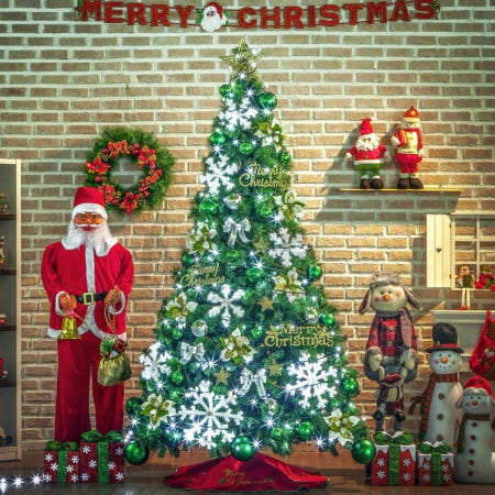 노드룸 270cm 화이트그린 솔잎 트리 풀세트 크리스마스트리전구