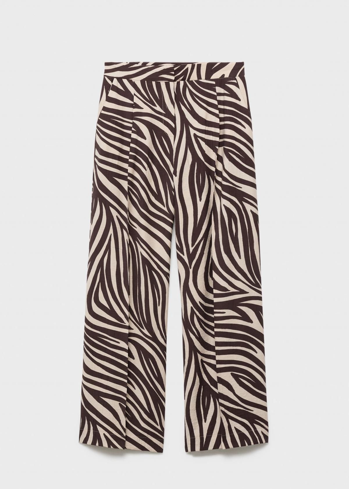 망고 애니멀프린트 세브라 스트레이트 슬랙스 팬츠 17094785 NEGRO - 상품 이미지